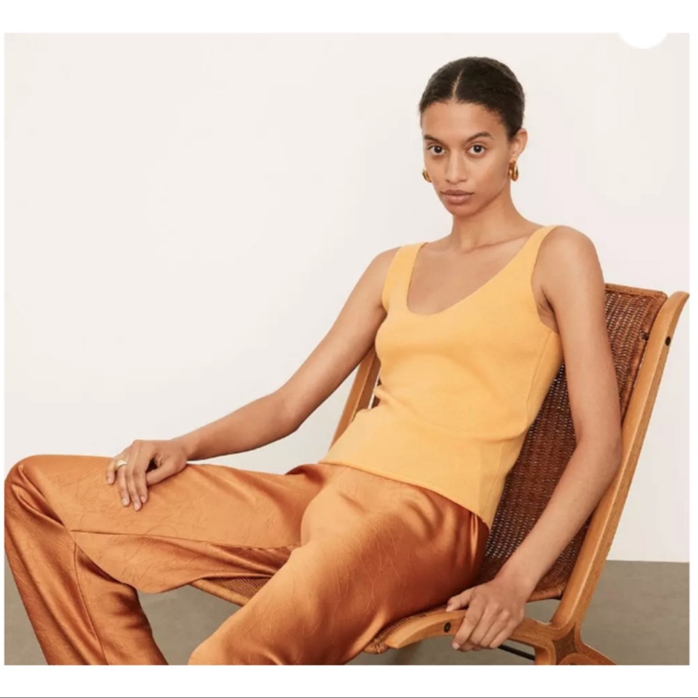Vince Cashmere Scoop Neck Camisole in Light Tangelo